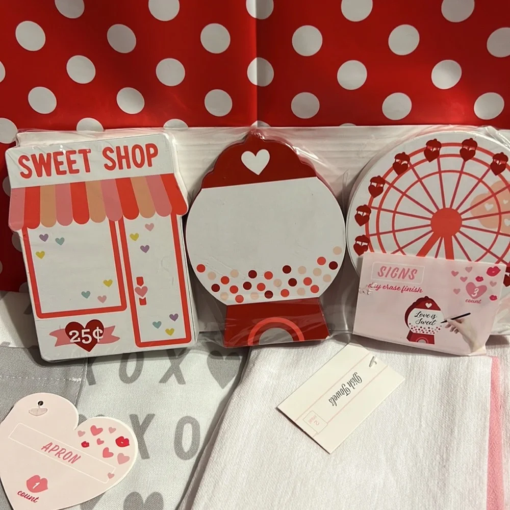 New Target Valentine’s Day Gnome Kitchen Towels, Heart Apron, Mini Signs